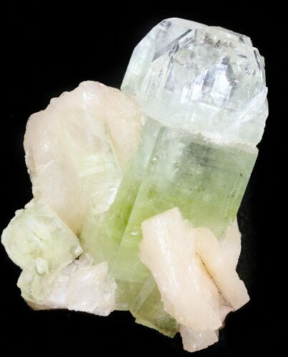 Bargain Zoned Apophyllite Crystal Cluster with Stilbite - India #44328